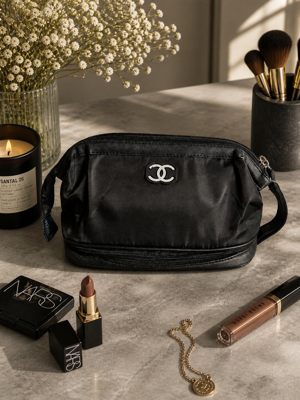 Chanel Black Nylon Cosmetic Bag NEW GWP